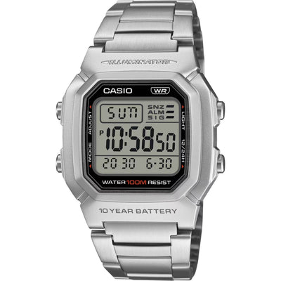 Casio Timeless W-800HD-1AVEF digital unisexklocka med svart urtavla och armband i rostfritt stål