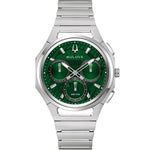 Bulova Curv 96A338 analog herrklocka med grön urtavla och armband i rostfritt stål