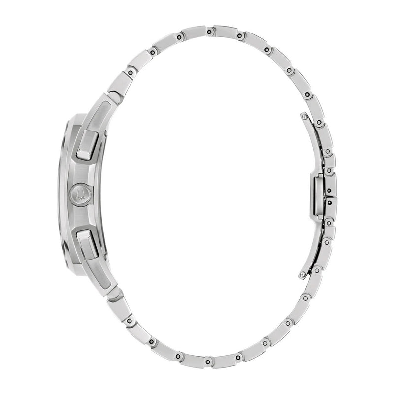 Bulova Curv 96A338 analog herrklocka med grön urtavla och armband i rostfritt stål