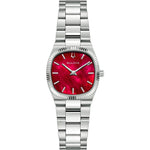 Bulova Super Seville 96L354 analog damklocka med rött urtavla och armband i rostfritt stål
