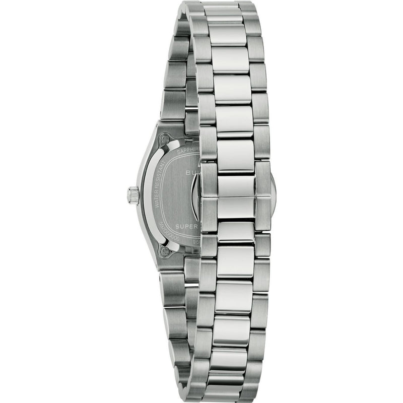 Bulova Super Seville 96L354 analog damklocka med rött urtavla och armband i rostfritt stål