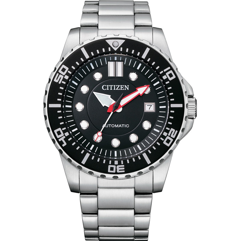 Citizen Pro Master NJ0120-81E analog herrklocka med svart urtavla och armband i rostfritt stål