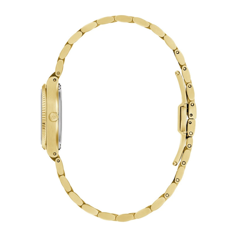 Bulova Super Seville 97L189 analog damklocka med vit urtavla och armband i rostfritt stål
