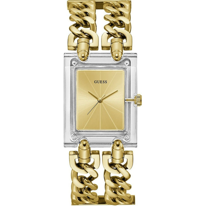 Guess Trend Heavy Metal GW0669L1 analog damklocka med guld urtavla och armband i rostfritt stål