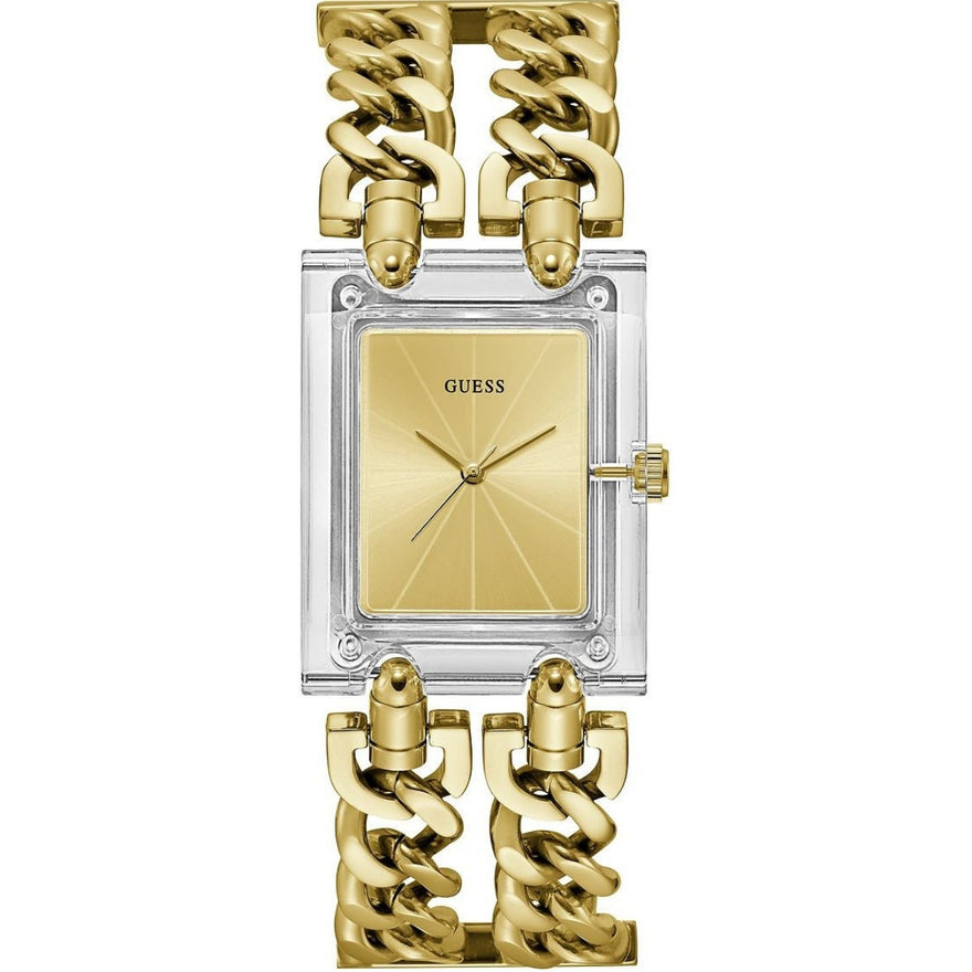 Guess Trend Heavy Metal GW0669L1 analog damklocka med guld urtavla och armband i rostfritt stål