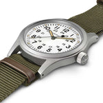 Hamilton Khaki Field Quartz H69439411 analog herrklocka med vit urtavla och armband i rostfritt stål