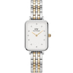 Daniel Wellington Quadro Lumine 5-link two-tone DW00100625 analog damklocka med vit urtavla och armband i rostfritt stål