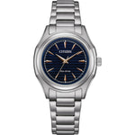 Citizen Eco Drive FE2110-81L analog damklocka med mörk blå urtavla och armband i rostfritt stål