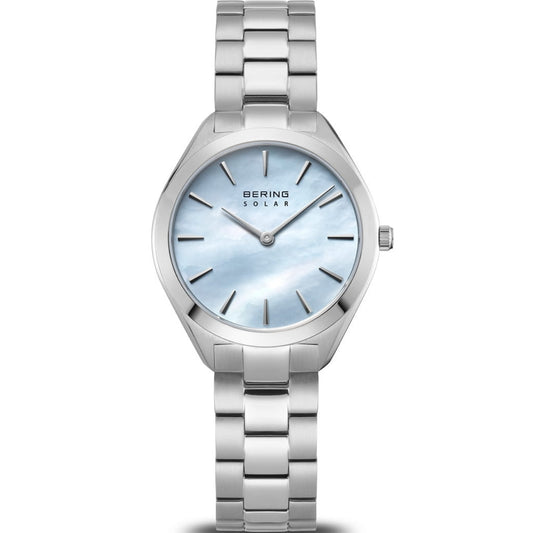 Bering Solar 17331-707 analog damklocka med blå urtavla och armband i rostfritt stål