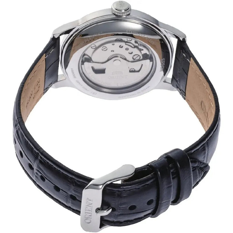Orient Bambino RA-AP0101B30B analog herrklocka med svart urtavla och armband i läder