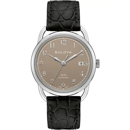 Bulova Joseph Commodore 96B324 analog herrklocka med brun urtavla och armband i läder