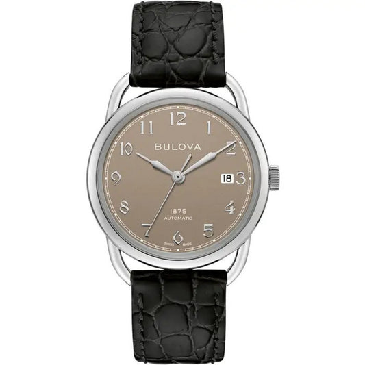 Bulova Joseph Commodore 96B324 analog herrklocka med brun urtavla och armband i läder