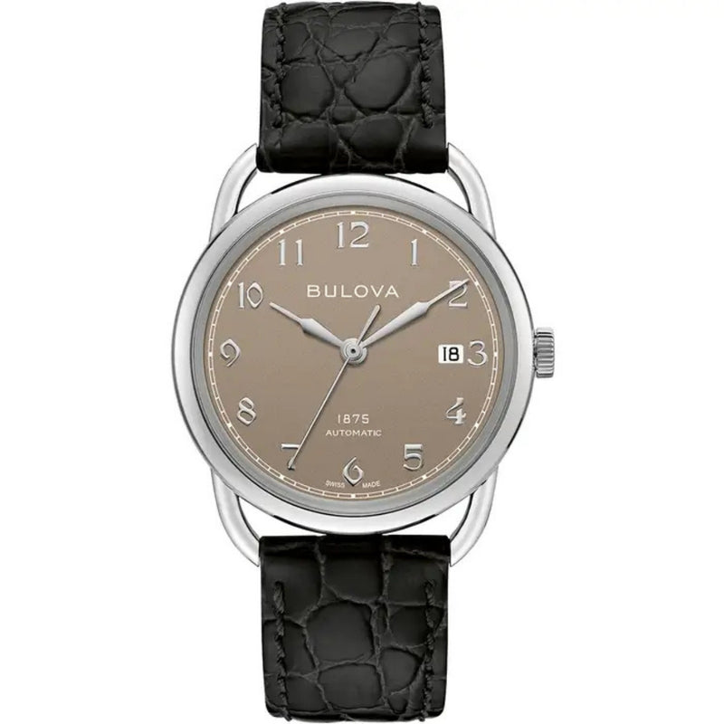 Bulova Joseph Commodore 96B324 analog herrklocka med brun urtavla och armband i läder