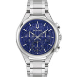 Bulova Curv 96A302 analog herrklocka med blå urtavla och armband i rostfritt stål