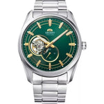Orient Contemporary RA-AR0008E30B analog unisexklocka med grön urtavla och armband i rostfritt stål