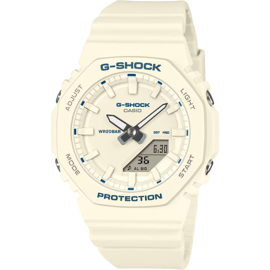 Casio G-Shock GMA-P2100BA-7AER analog unisexklocka med beige urtavla och armband i gummi