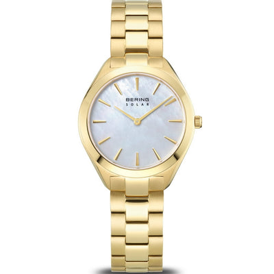Bering Solar 17331-734 analog damklocka med vit urtavla och armband i rostfritt stål