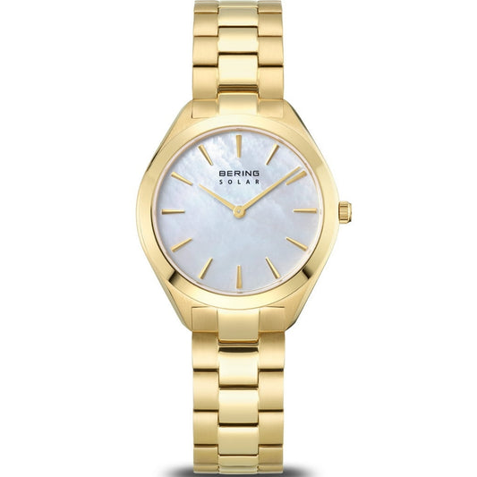 Bering Solar 17331-734 analog damklocka med vit urtavla och armband i rostfritt stål