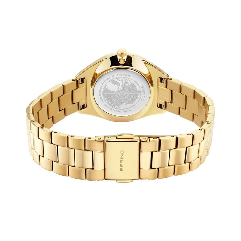 Bering Solar 17331-734 analog damklocka med vit urtavla och armband i rostfritt stål