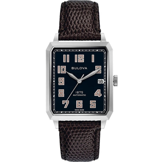 Bulova Classic 96B332 analog herrklocka med svart urtavla och armband i läder