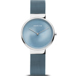 Bering Classic 19031-308 analog damklocka med blå urtavla och armband i rostfritt stål