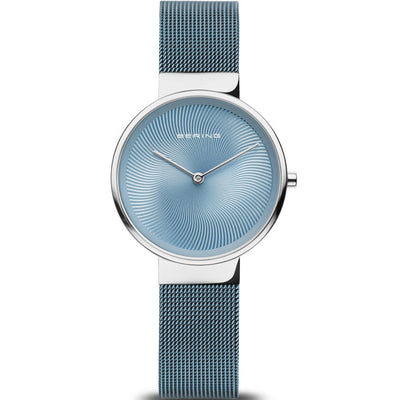 Bering Classic 19031-308 analog damklocka med blå urtavla och armband i rostfritt stål