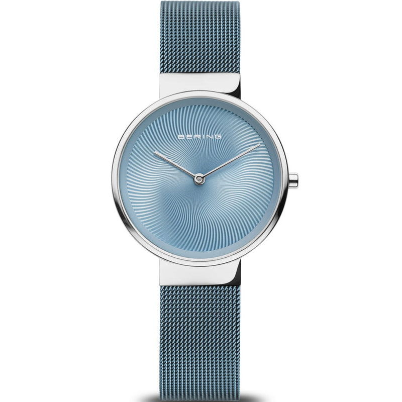 Bering Classic 19031-308 analog damklocka med blå urtavla och armband i rostfritt stål