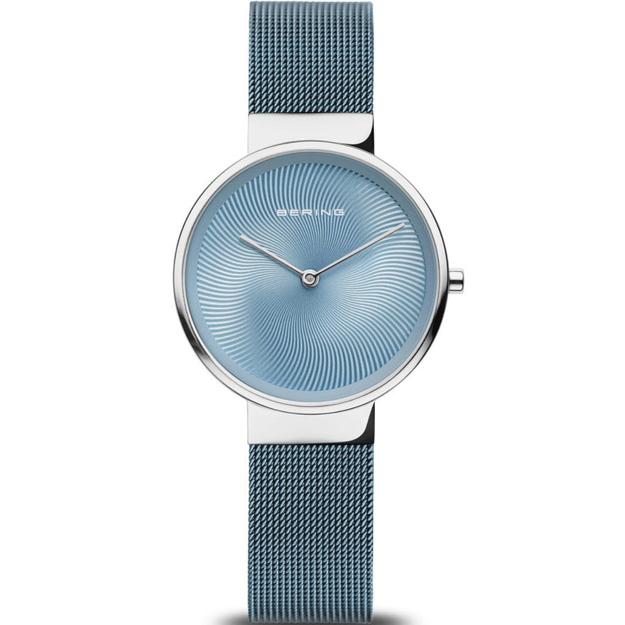 Bering Classic 19031-308 analog damklocka med blå urtavla och armband i rostfritt stål