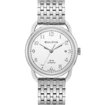 Bulova Commodore 96B326 analog herrklocka med silver urtavla och armband i rostfritt stål