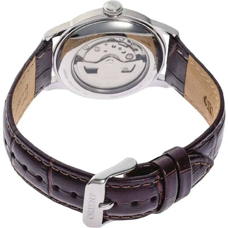 Orient Bambino RA-AP0105Y30B analog herrklocka med beige urtavla och armband i läder