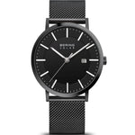 Bering Classic Solar 15439-222 analog herrklocka med svart urtavla och armband i mesh