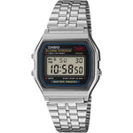 Casio Vintage A159WE-1EF digital unisexklocka med svart urtavla och armband i rostfritt stål