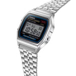 Casio Vintage A159WE-1EF digital unisexklocka med svart urtavla och armband i rostfritt stål