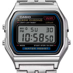 Casio Vintage A159WE-1EF digital unisexklocka med svart urtavla och armband i rostfritt stål
