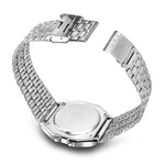 Casio Vintage A159WE-1EF digital unisexklocka med svart urtavla och armband i rostfritt stål