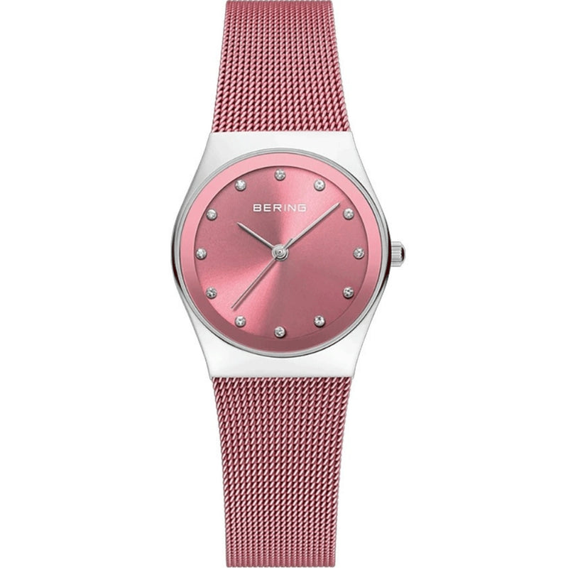 Bering Classic 12927-989 analog damklocka med rosa urtavla och armband i rostfritt stål
