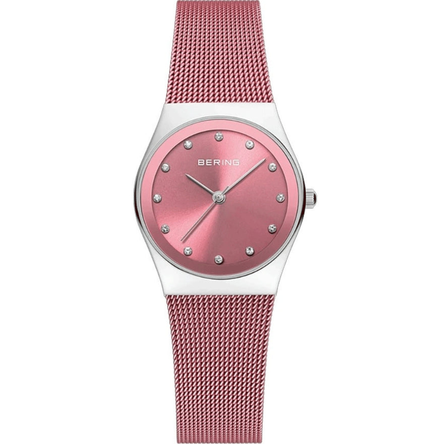 Bering Classic 12927-989 analog damklocka med rosa urtavla och armband i rostfritt stål
