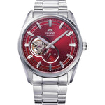 Orient Contemporary RA-AR0010R30B analog herrklocka med rött urtavla och armband i rostfritt stål