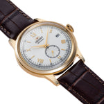 Orient Bambino RA-AP0106S30B analog herrklocka med vit urtavla och armband i läder