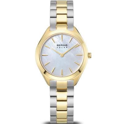 Bering Solar 17331-710 analog damklocka med vit urtavla och armband i rostfritt stål