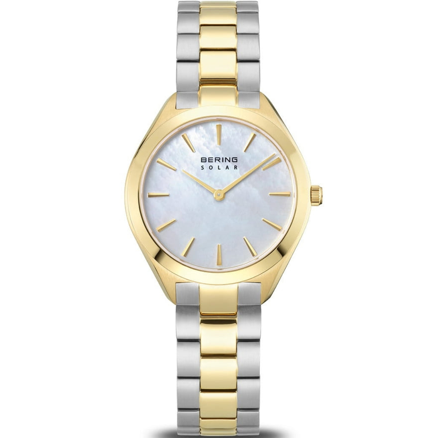 Bering Solar 17331-710 analog damklocka med vit urtavla och armband i rostfritt stål