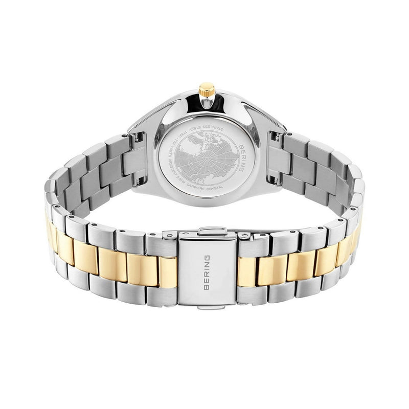 Bering Solar 17331-710 analog damklocka med vit urtavla och armband i rostfritt stål