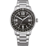 Citizen Automatic NJ0190-51E analog herrklocka med svart urtavla och armband i rostfritt stål