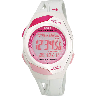 Casio Runner STR-300-7EG digital unisexklocka med rosa urtavla och armband i gummi