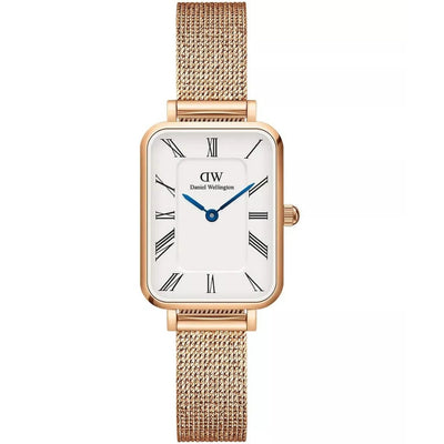 Daniel Wellington Quadro Roman Numerals Melrose DW00100687 analog damklocka med vit urtavla och armband i rostfritt stål