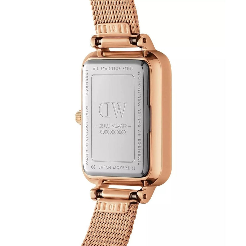 Daniel Wellington Quadro Roman Numerals Melrose DW00100687 analog damklocka med vit urtavla och armband i rostfritt stål