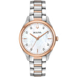 Bulova Classic 98P183 analog damklocka med vit urtavla och armband i rostfritt stål