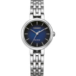 Citizen Eco Drive EM0990-81L analog damklocka med blå urtavla och armband i rostfritt stål