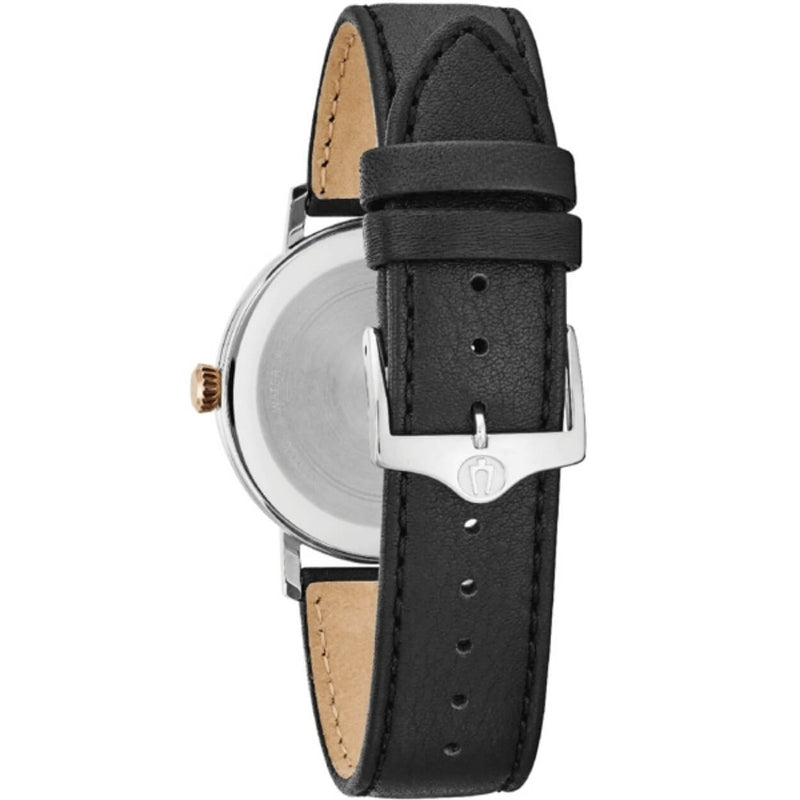 Bulova Dress 98B254 analog herrklocka med vit urtavla och armband i läder