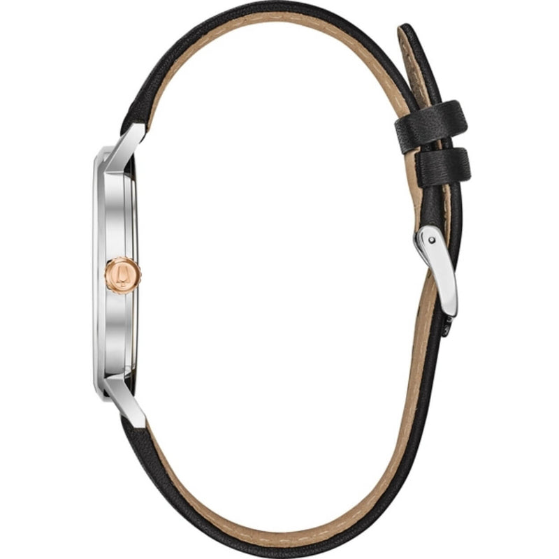 Bulova Dress 98B254 analog herrklocka med vit urtavla och armband i läder